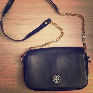 Tory Burch Black Robinson Crossbody Chain Mini Bag
